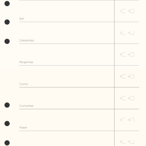 Haftalık Egzersiz Planı