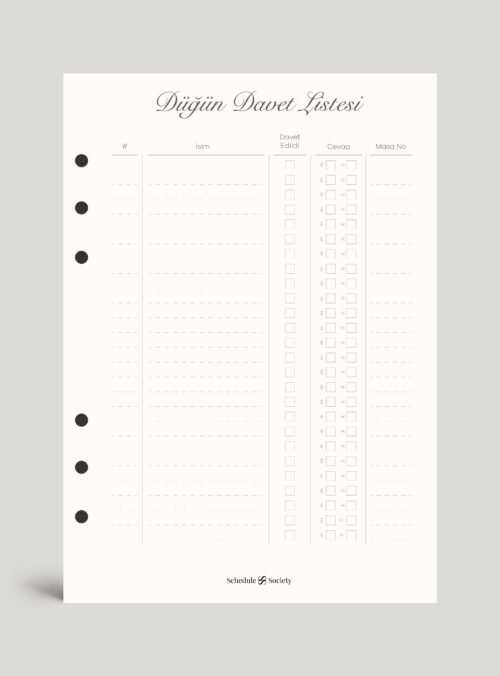 Düğün Davetli Listesi