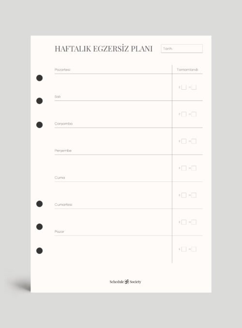 Haftalık Egzersiz Planı